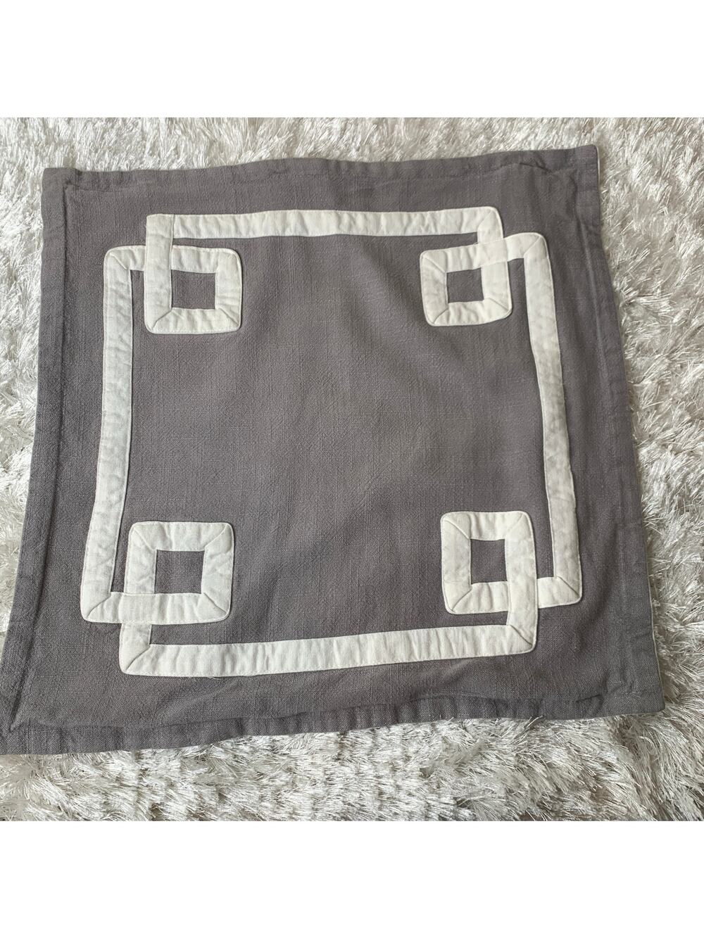 Greek Key Design Gray Cream Pillow Cover Sham 20 x 19" fits 18" insert